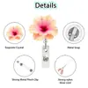 Porta-credencial acrílico retráctil giratorio de flor de orquídea, fácil de jalar, para personal médico, clip para credencial, hebilla de fácil extracción, regalo