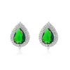 Aliexpress Nuevo Estilo Europeo y Americano Moda Completo Diamante Gota de Agua Zircón Colgante Collar Anillo de Lujo Ligero Pendientes Conjunto de Tesoro de Color