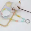 Corrente de Celular com Contas de Cristal Arco-Íris Suave Estilo Coreano, Corrente Anti-Perda Feita à Mão com Contas, Acessório de Chaveiro para Bolsa Simples e Versátil
