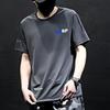 [Entrega rápida] Camiseta de seda gelada de verão masculina, gola redonda, roupas de secagem rápida, manga curta, respirável, tamanho grande, top esportivo masculino solto