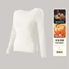 Nuevo conjunto de ropa interior térmica de lana de cordero para mujer, otoño e invierno, con cuello redondo de encaje, corte ajustado, delgado y cálido, adecuado para usar en capas
