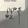 ¡Genial chica! Pendientes de seis piezas con circonitas de amor, pendientes dulces y geniales, kit de diseño de nicho 2024, pendientes con hebilla