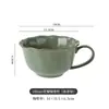 Caneca de Café 280ml Estilo Retrô Japonês Cerâmica para Latte Art Conjunto com Pires Caneca de Latte Doméstica Boca Larga Pétala