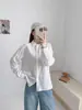 Otoño 2026 Vestir Estilo Artístico Dibujos Animados Doble Capa Gasa Bordado Flores Solapa Cardigan para Mujer Manga Larga Camisa Blanca