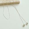 Colar longo de bola dupla minimalista multiuso, corrente de cintura, nicho feminino, moda de alto nível, todos os tipos de colar, corrente de lã