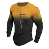Comercio exterior transfronterizo nuevo estilo callejero para hombre letras degradadas impresión digital 3D moda cuello redondo manga larga estampado