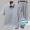 Traje ropa de verano para padre de mediana edad y anciano camisa de verano para anciano hombre camisa de seda helada para hombre camisa de verano para abuelo manga corta