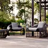 Muebles creativos silla de ratán nórdica juego de tres piezas sofá abierto para jardín balcón al aire libre sofá de ratán de ocio para hotel