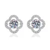 Pendientes de Botón Imitación Moissanita de Moda para Mujer, Pendientes de Plata de Ley S925 con Zirconia en Forma de Corazón, Seis Garras, Estilo Ins