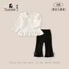 Conjunto de camiseta e calça para meninas, nova coleção outono 2026, roupas para bebês e crianças pequenas, peça básica versátil para bebês meninas