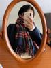 ¡YAY Corea del Sur Dongdaemun Comprar Navidad Retro Rojo a Cuadros Cálido Flecos Chal Bufanda