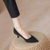 9878 Zapatos de Tacón Alto para Mujer Tacón de Aguja Primavera y Verano 2024 Nuevo Temperamento Diosa Zapatos Negros Individuales Entrevista Zapatos Profesionales para el Trabajo