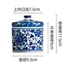Pote de chá de cerâmica Jingdezhen, porcelana azul e branca antiga, não vedado com tampa, pote de armazenamento doméstico, estilo Novo Chinês retrô