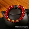 Pulsera de Obsidiana Ojo de Arcoíris Natural Ónix Negro Zodiaco Tres en Uno para Hombre y Mujer Pulsera de Cuentas de Cubo con Manifiesto de Seis Caracteres de Vidrio