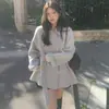 Chic Coreano2026 Otoño e Invierno Estilo Retro Francés Solapa Casual Holgado Cinturón Abrigo de Lana para Mujer