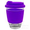 Taza de café de vidrio EK012 con anillo de silicona tapa de silicona 340 ml resistente a altas temperaturas multicolor stock spot logo
