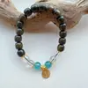 Pulseiras de Sândalo Verde para Homens e Mulheres, Contas Cilíndricas de Sândalo, Pulseiras de Círculo Único, Contas de Rosário para Casais, Contas Budistas, Pulseiras no Atacado