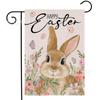 Bandera de Jardín Caliente de Pascua Transfronteriza Huevo Conejo Estacional Decorativa para Exterior Lino Doble Cara