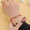Novo Estilo Chinês Madeira de Pessegueiro Antiga Cabaça Pulseira de Corda Vermelha para Mulheres Ano Zodiacal 2025 do Ano Bom da Sorte e da Paz Pulseira de Cinábrio Presente para Estudantes