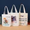 Bolso de mano de algodón Dibujos animados Impresión a color de dibujos animados Compras portátil de mano Lona plegable Bolso de lona para estudiantes