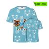 Moda Explosiva Nova Primavera 2024 Roupas Padrão Encontro na Floresta Animal Impressão Digital 3D Camisetas Masculinas e Femininas
