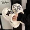 Sandalias de Verano para Mujer Estilo Ins con Estampado Floral de Oso y Agujeros, de Doble Uso para Playa y Exteriores, Casuales de Moda