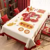 Mantel Rojo de Año Nuevo, Impermeable, Resistente al Aceite, No Lavable, Resistente al Calor, Mantel para Mesa de Comedor del Año del Caballo, Cubierta Festiva para Mesa de Té