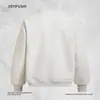 Sudadera con Estampado de Letras de Rapero Costuras de Contraste Cuello Redondo Primavera y Otoño Ropa Urbana Americana para Hombre Pulóver Holgado Ropa Deportiva