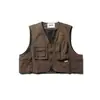 Conjunto de Ropa Retro Japonés de Verano Chaleco de Trabajo Corto Color Café Unisex Estilo Universitario Fotografía Chaqueta Funcional