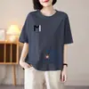Comércio Exterior Transfronteiriço Desconto de Comércio Exterior Roupa de Mãe Camiseta de Manga Curta para Meia-idade Feminina Solta Tamanho Grande Emagrecedor Top de Meia-manga ins Tendência