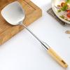 Espátula de cocina de acero inoxidable Yaqimei, espátula de cocina especial con mango de madera para uso doméstico, utensilio de cocina, espátula para cocinar