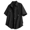 Camisa Retro Japonesa de Manga Curta Grande para Homens, Novo Estilo de Verão, Casual Solta com Gola Cubana Anti-Amasso, Jaqueta Masculina