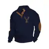 Amazon Best-Selling Transfronterizo Otoño e Invierno Talla Europea Hombre Casual al Aire Libre Cuello Alto Imitación Manga Larga Estampado Sudadera con Tres Botones