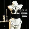 Estilo nuevo, atuendo de sirvienta de cocina con escote revelador, lencería sexy, vestido transparente seductor y body seductor
