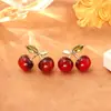 Pendientes Rojos de Cereza Estilo Año Nuevo, Moda de Alta Gama, Pendientes Versátiles para el Trabajo, Diseño de Nicho, Pendientes Dulces