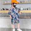 Terno para meninos Camisa havaiana de flores Férias na praia Estilo estrangeiro Terno para bebês Camisa Plutton Handsome Roupas infantis da Ilha Sanya