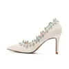 8001A Hermosa Flor Lateral Vacío Elegantes Tacones Altos Lolita con Falda Zapatos Elegantes Verano Nuevo