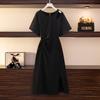 Falda midi irregular con abertura 300 kg grasa verano largo Talla Grande Moda Vestido entallado de mujer 63274