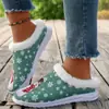 Zapatos de mujer nuevos de gran tamaño transfronterizos, pantuflas de algodón navideñas, pantuflas de algodón festivas para mujer, planos de otoño e invierno, cómodos y mullidos