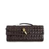 Bolsa Feminina Nova Outono 2025 Tricotada Caxemira Couro Couro de Vaca Bloqueio de Cor Clutch Bolsa de Noite Tiracolo de Ombro Único