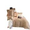 Novo conjunto de cama de quatro peças de veludo de leite espesso, quente e em relevo de alta qualidade, conjunto de três peças de lençol e capa de edredom de inverno de luxo leve
