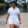Ropa Femenina Europea y Americana 2025 Nuevo Otoño Dulce y Fresca Camiseta de Manga Murciélago con Cuello en V Shorts Rectos de Cintura Alta Conjunto de Dos Piezas