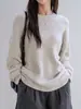 Estilo Coreano Simple Jersey de Punto Jersey de Cuello Redondo para Mujer Otoño e Invierno Nuevo Suelto Versátil Estilo Lazy Top de Color Puro a la Moda
