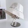 Sombrero de Princesa Estilo Japonés, Dulce Sombrero de Pescador para Mujer, Sombrero de Tela con Protección Solar para Primavera y Verano, Fresco Sombrero Loli de Lunares con Lazo, Sombrero de Cubo