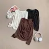 Elegante top de manga larga con cordón en la espalda, diseño nuevo simple y versátil de estilo coreano, protector solar, corte holgado, sin espalda, top sexy