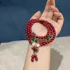 Pulsera de Loto de Cinabrio de Mineral Crudo con Múltiples Círculos para Mujer Arena Dorada Púrpura Amuleto Benmingnian Artículos naturales auténticos Pulsera