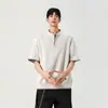 Camiseta de Manga Corta con Cuello Henry Estilo Old Money para Hombre y Mujer, Verano 2026 Marca de Tendencia Americana Resistente Versátil Camisa Básica Casual