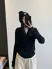 Blusa de Tricô Falsa Duas Peças em Lã de Cordeiro Awencoa Feminina Outono/Inverno Novo Design Base de Costela Elástica