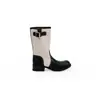 Versión de piel de vaca ~ Color uva, 4 cm de aumento de altura, hebilla de cinturón de color block a la moda, punta redonda, tacón grueso, botas de montar estilo Western hasta la mitad de la pantorrilla para mujer