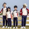 Traje deportivo para estudiante de primaria, uniforme para día deportivo escolar, uniforme de jardín de infantes, serie roja para cuatro estaciones, conjunto de siete piezas